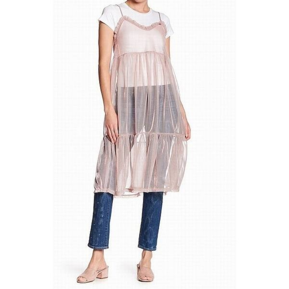 Sheer Pink Shimmer Abound Blouse Dress Medium - Picture 1 of 5